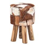 Ranch Hocker Ziege Braun - Fell - Holzart/Dekor - Höhe: 45 cm