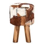 Tabouret Ranch Ziege Marron - Peau - Bois/Imitation - Hauteur : 45 cm