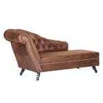 Chaise longue Benavente Look antico in pelle marrone Bracciolo preimpostato a sinistra