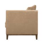 Chaise longue Blomma beige fluweel - armleuning vooraanzicht rechts - Notenboomhout