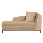 Chaise longue Blomma beige fluweel - armleuning vooraanzicht rechts - Notenboomhout