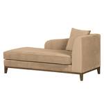 Chaise longue Blomma beige fluweel - armleuning vooraanzicht rechts - Notenboomhout