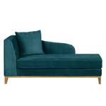 Chaise longue Blomma petrolblauw fluweel - armleuning vooraanzicht links - Armleuning vooraanzicht links - Eik