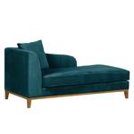 Chaise longue Blomma petrolblauw fluweel - armleuning vooraanzicht links - Armleuning vooraanzicht links - Eik