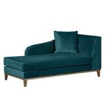 Chaise longue Blomma petrolblauw fluweel - armleuning vooraanzicht rechts - Armleuning vooraanzicht links - Walnoot