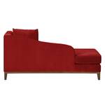 Chaise longue Blomma rood fluweel - armleuning vooraanzicht rechts - Notenboomhout