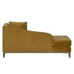 Chaise longue Blomma mosterdgeel fluweel - armleuning vooraanzicht rechts - Walnoot