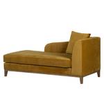 Chaise longue Blomma mosterdgeel fluweel - armleuning vooraanzicht rechts - Walnoot