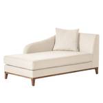 Chaise longue Blomma beige geweven stof - armleuning vooraanzicht rechts - frame: notenboomhoutkleurig