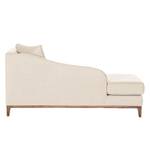 Chaise longue Blomma beige geweven stof - armleuning vooraanzicht rechts - frame: notenboomhoutkleurig