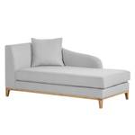 Chaise longue Blomma geweven stof - Grijs - Armleuning vooraanzicht links - Eik