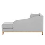 Chaise longue Blomma geweven stof - Grijs - Armleuning vooraanzicht links - Eik