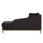 Chaise longue Blomma geweven stof - Grijsbruin - Armleuning vooraanzicht links - Eik