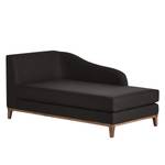 Chaise longue Blomma bruine geweven stof - armleuning vooraanzicht links - frame: notenboomhoutkleurig