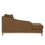 Chaise longue Blomma lilchtbruine geweven stof - armleuning vooraanzicht rechts - frame: notenboomhoutkleurig