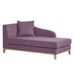 Chaise longue Blomma paarse geweven stof - armleuning vooraanzicht links - frame: eikenhoutimitatie