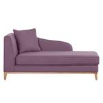 Chaise longue Blomma paarse geweven stof - armleuning vooraanzicht links - frame: eikenhoutimitatie