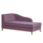 Chaise longue Blomma paarse geweven stof - armleuning vooraanzicht links - frame: eikenhoutimitatie