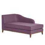 Chaise longue Blomma paarse geweven stof - armleuning vooraanzicht links - frame: notenboomhoutkleurig