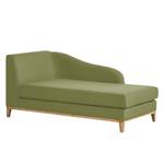 Chaise longue Blomma rolijfgroene geweven stof - armleuning vooraanzicht links - frame: eikenhoutimitatie