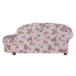 Chaise longue Henry beige geweven stof - bloemenmotief - armleuning vooraanzicht links