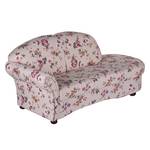 Chaise longue Henry beige geweven stof - bloemenmotief - armleuning vooraanzicht links