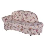 Chaise longue Henry beige geweven stof - bloemenmotief - armleuning vooraanzicht links