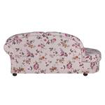 Chaise longue Henry beige geweven stof - bloemenmotief - armleuning vooraanzicht rechts