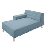 Chaise longue Nordic Chic geweven stof - Stof TUS: 6 sky blue - Armleuning vooraanzicht links