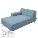 Chaise longue Nordic Chic geweven stof - Stof TUS: 6 sky blue - Armleuning vooraanzicht links