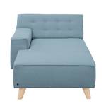 Chaise longue Nordic Chic geweven stof - Stof TUS: 6 sky blue - Armleuning vooraanzicht links