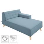 Chaise longue Nordic Chic geweven stof - Stof TUS: 6 sky blue - Armleuning vooraanzicht rechts