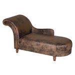 Chaise longue Solene antieke bruine leren look - armleuning vooraanzicht links