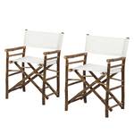 Chaises de jardin Bamboo I (lot de 2) Lot de 2 - Bambou massif / Tissu - Blanc