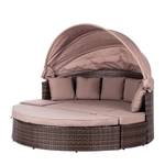 Lounge eiland Riva polyrotan/bruin textiel/taupe