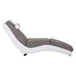 Chaise Longue Carson Similpelle bianca/Stoffa strutturata grigia chiara