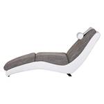 Chaise longue de relaxation Carson Cuir synthétique blanc / Tissu structuré gris clair