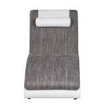 Chaise longue de relaxation Carson Cuir synthétique blanc / Tissu structuré gris clair