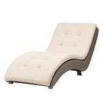 Ligfauteuil Mortana structuurstof/kunstleer - Crèmekleurig/taupe