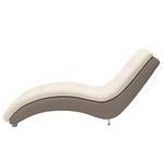 Chaise longue de relaxation Mortana Tissu structuré / Imitation cuir - Crème / Taupe