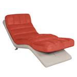 Chaise longue de relaxation Vascan Imitation cuir / Tissu plat Gris - Taupe / Rouge