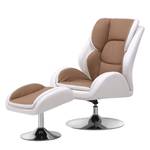 Relaxfauteuil Bea (met hocker) kunstleer - bruin/wit