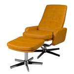 Relaxfauteuil Benson (met hocker) mosterdgroen kunstleer