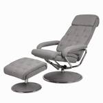 Relaxfauteuil Biby (met hocker) geweven stof - lichtgrijs