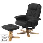 Fauteuil de relaxation Canillo I Avec repose-pieds - Cuir véritable - Noir