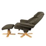 Relaxfauteuil Dalron (met hocker) microvezel - donkerbruin