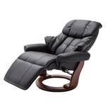 Fauteuil relaxation Grunewald II Cuir véritable / synthétique - Noir / Imitation noyer