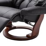 Fauteuil relaxation Grunewald II Cuir véritable / Cuir synthétique - Noir / Imitation noyer