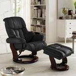 Fauteuil relax et repose-pieds Grunewald Cuir véritable - Noir - Marron