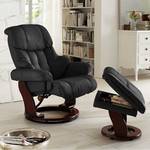 Fauteuil relax et repose-pieds Grunewald Cuir véritable / Imitation cuir - Noir - Marron